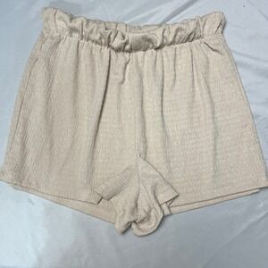 H&M Paperbag Waist Shorts Casual Coastal Beach Summer Beige Textured Size‎ M